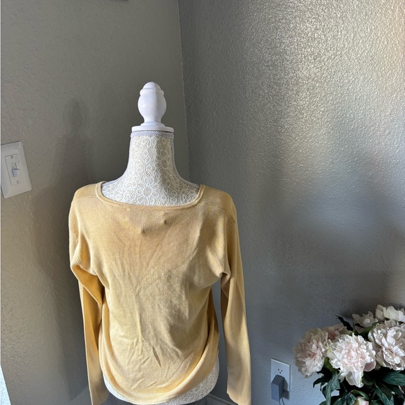 100% Silk Joseph A. Buttercup Yellow Silk Button-Front Cardigan - Picture 5 of 8